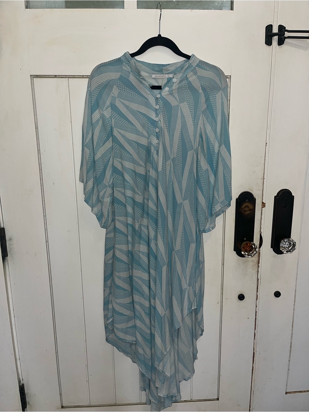 Manaola Light Blue Printed Button-Front Women’s Dress